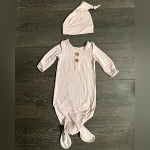 Caden Lane Soft Pink Baby Gown with Hat